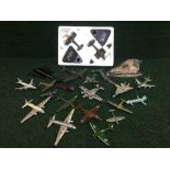 A basket of die cast aircraft including two boxed Battle of Britain planes