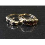 A 9ct gold and garnet set ring,