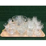 A tray of assorted lead crystal glasses,