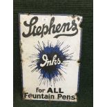 An early 20th century enamel advertising sign - Stephens Inks For All Fountain Pens