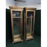 Two pine glazed door display cabinets