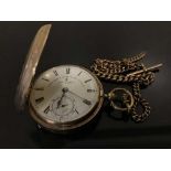 A fine 9ct gold full hunter key wound pocketwatch, the enamel dial signed John Forrest London,