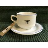 A period 1940 Luftwaffe cup and saucer, Flieger Unterkunfts Verwaltung (Groung Crew Barracks),