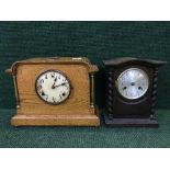 An early twentieth century inlaid oak bracket clock,