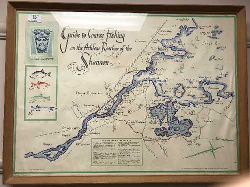 A colour print depicting A Guide to Coarse Fishing on the Athlone Reaches of Shannon,