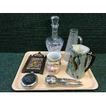 A tray of collectables including American Art Pottery jug by L Batlin and Son Inc,