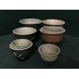 Nine assorted garden plant pots