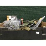 A box of large scale die cast planes,