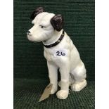 A cast metal HMV dog money bank