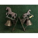 Two cast metal wall brackets with bells - horses (2)