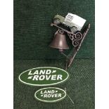 Cast metal wall bracket with bell - Landrover,