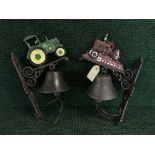 Two cast metal wall brackets with bells - Tractors