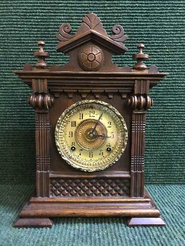 A late nineteenth century mahogany eight-day Salem striking clock