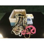 A quantity of costume jewellery, bead necklaces, simulated pearls,