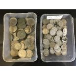 A collection of English coins to include shillings, half crowns,