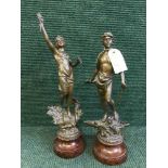 A pair of spelter figures