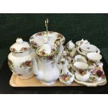 A tray of Royal Albert country roses pattern china