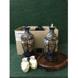 A pair of Japanese cloisonne vases, Myott dinner ware,