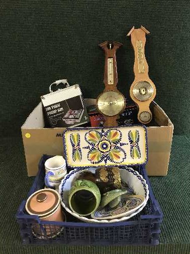 A box of barometers, poker set,