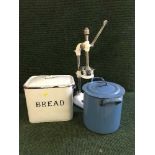 An enamel bread bin,