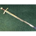 A gilt handled ornamental sword