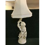 A large chalk table lamp - Cherub