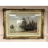 Bernard Benedict Hemy : Shipping on the Tyne, watercolour, signed, with Dean Gallery label verso,