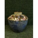 A blue glazed Royal Doulton stone ware vase no.