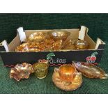 A box of carnival glass