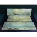 Three oils on board depicting sailing scenes,