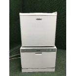 A bench top fridge and a Montpelier bench top dish washer