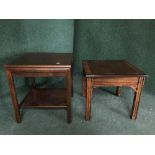 An inlaid lamp table and a McIntosh Furniture lamp table