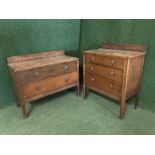 Two matching carved oak chests of drawers