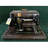 A mahogany cased Jones sewing machine