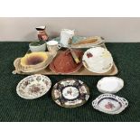 A tray of Carlton ware dishes, preserve pot, dish with cover, Burlington character jug,