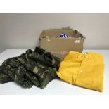 A box of DP clothing and water proof jackets