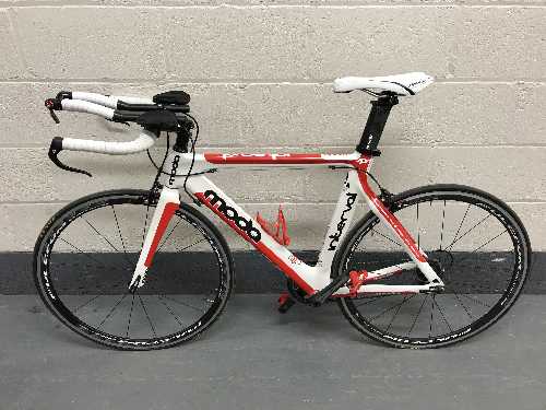 A Moda Interval TT bike, red, black and white frame, frame size 52cm, group set: Dura Ace crank,