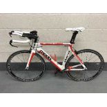 A Moda Interval TT bike, red, black and white frame, frame size 52cm, group set: Dura Ace crank,