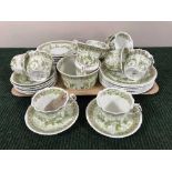 A tray of thirty-seven pieces of late Victorian Sons and Amazon tea service