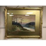 F Arnold : Autumn in the woods, watercolour, signed, framed.