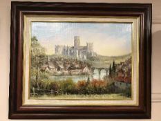 Dallas K Taylor : Duraham Cathedral, oil on board, signed, framed.