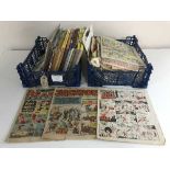 Two baskets of assorted annuals - Wizza and Chips, Jackpot etc and a quantity of comics - Beazer,