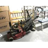 A Mountfield Quantum MX35 petrol lawn mower together with a black and Decker hedge trimmer and