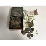 A vintage tin containing assorted Victorian and later coins (Q)