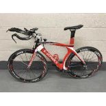 A specialised transition TT bike, medium frame size, red, black and white frame,