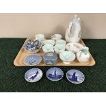 A tray of fifteen piece Foley Lomond bone china tea set, three Copenhagen dishes,
