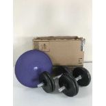 Collection of dumbells, weights, kettle bell,