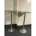 Two aluminium poser bar tables