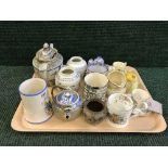 A tray of early twentieth century china, Woods milk jug and basin, field flowers pottery mug,