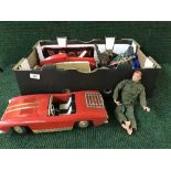 A box of Give a show projector with slides, Action man and accessories,